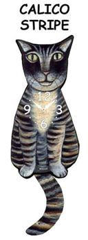 Cat - Calico Stripe - Wagging Tail Clock