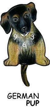 German Shepherd Pup - Wagging Tail Dog Clock