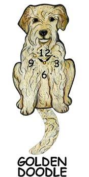 Doodle - Golden - Wagging Tail Dog Clock