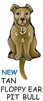 Pit Bull - Floppy Ear Tan - Wagging Tail Dog Clock
