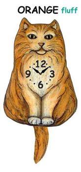 Cat - Orange Fluffy - Wagging Tail Clock