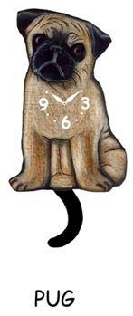 Pug - Wagging Tail Dog Clock