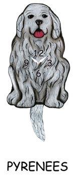 Pyreneese - Wagging Tail Dog Clock