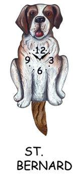St. Bernard - Black - Wagging Tail Dog Clock
