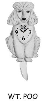 Poodle - White - Wagging Tail Dog Clock