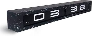 The Cloudnola Clock - Timeline Marble Flip Clock (SKU0152) by Cloudnola features a black rectangular design with white marble patterns and displays 03:33 PM in large white numerals.