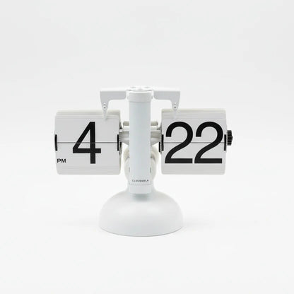 White modern Cloudnola Clock - Flipping Out Desk Clock - 0287 flip clock with a mechanical display showing 4:22 PM.
