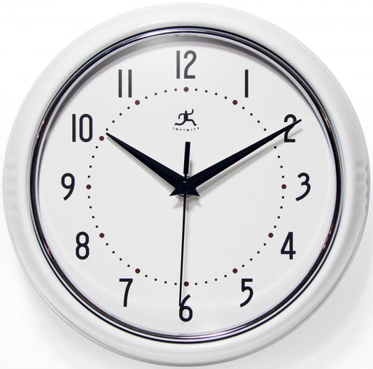 Infinity Instruments - Retro White Clock - 10940 WHT