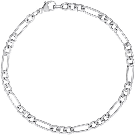 The Rembrandt Charms Bracelet 7" (20-0109-007) by Rembrandt features classic Figaro style sterling silver links with a lobster clasp, shown on a white background.