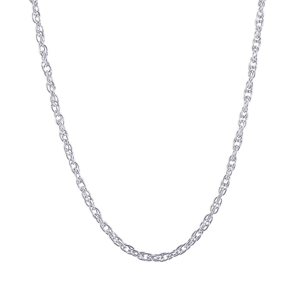 The Rembrandt Charms Rope Chain (33-0088-016SS) by Rembrandt is a rhodium plated sterling silver necklace with twisted links, displayed against a plain white background for an elegant, sophisticated look.