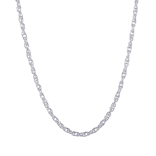The Rembrandt Charms Rope Chain (33-0088-016SS) by Rembrandt is a rhodium plated sterling silver necklace with twisted links, displayed against a plain white background for an elegant, sophisticated look.