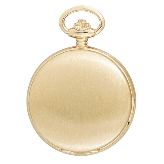 The Charles Hubert Pocket Watch - Full Hunter Quartz - 3410 features a closed, smooth round case and a decorative winding crown on top. Its polished, unmarked surface reflects the brand’s classic design.