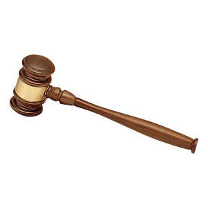 The JDS - 9 3/4" Walnut Gavel with a Gold Gavel Band (model 5118) is shown on a plain white background.