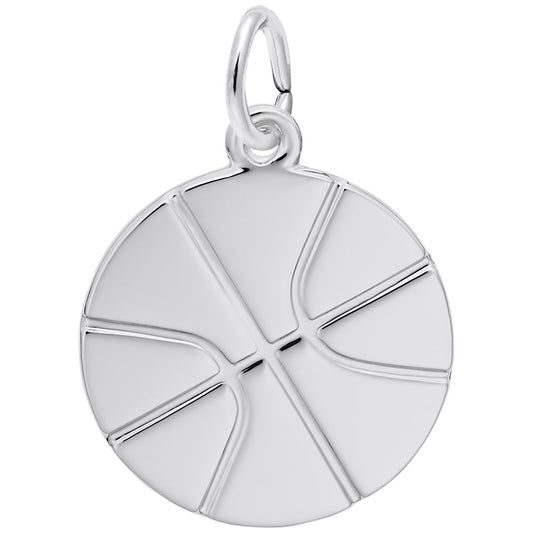 The Rembrandt Charms - Basketball Charm - 7786SS by Rembrandt is a sterling silver pendant shaped like a basketball with engraved panel lines and a loop for easy attachment to your necklace or bracelet.