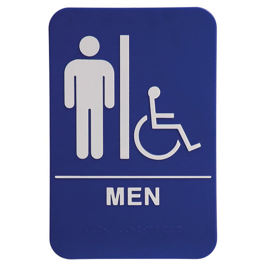 JDS - Braille Sign Blue/Wht MEN RESTROOM- ADA201