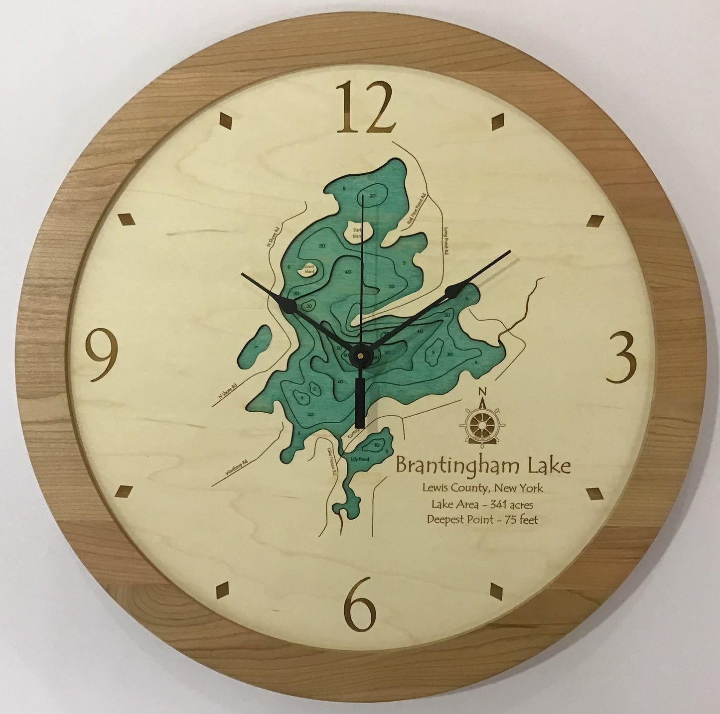 Lake Clock - Brantingham Lake NY Lake Map Clock