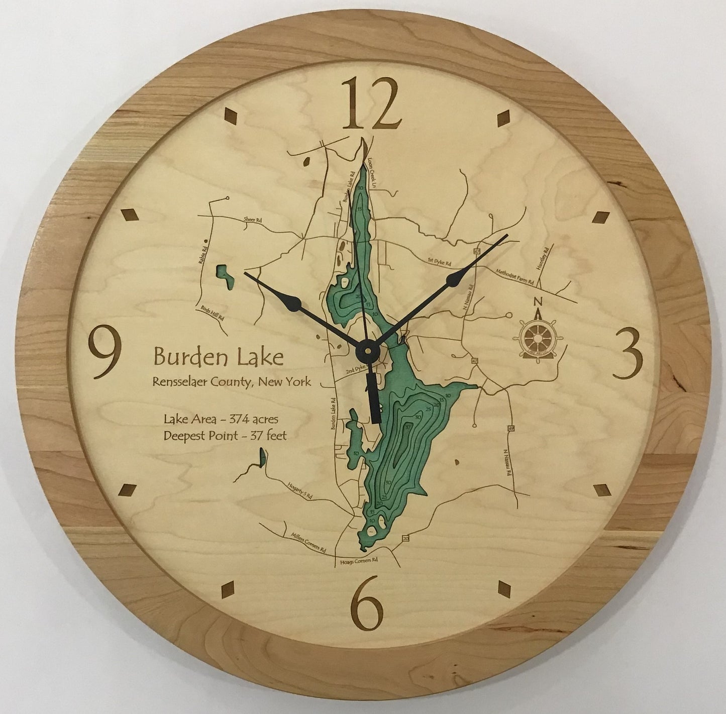 Lake Clock - Burden Lake NY Lake Map Clock
