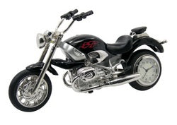 Sanis Mini Clock -  Motorcycle Black Flames - C3307BK