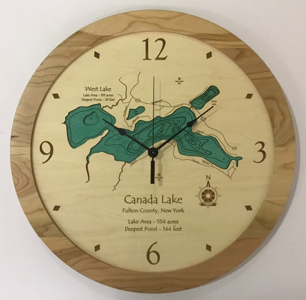 Lake Clock - Canada Lake NY Wall Lake Map Clock