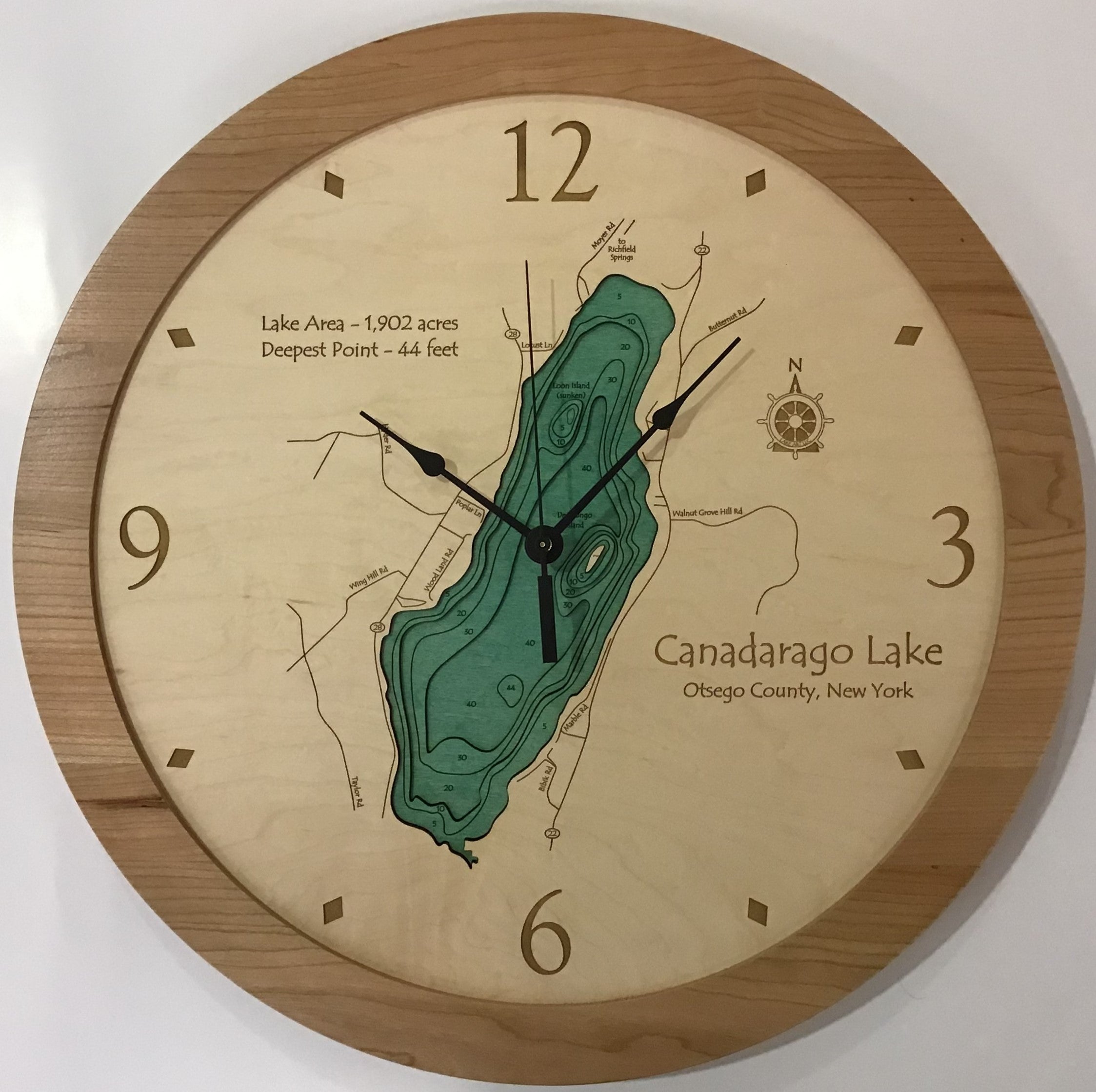 Canadarago Lake - Custom Wooden Lake Clock - New York - Time Square ...