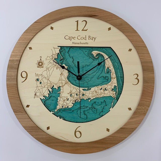 Cape Cod Bay - Custom Wooden Map Clock - Massachusetts - Time Square ...