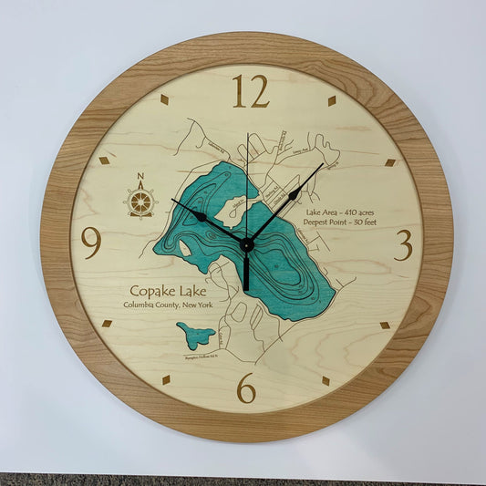 Lake Clock - Copake Lake NY Lake Map Clock