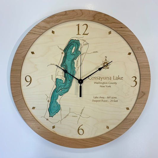 Lake Clock - Cossayuna Lake NY Lake Map Clock