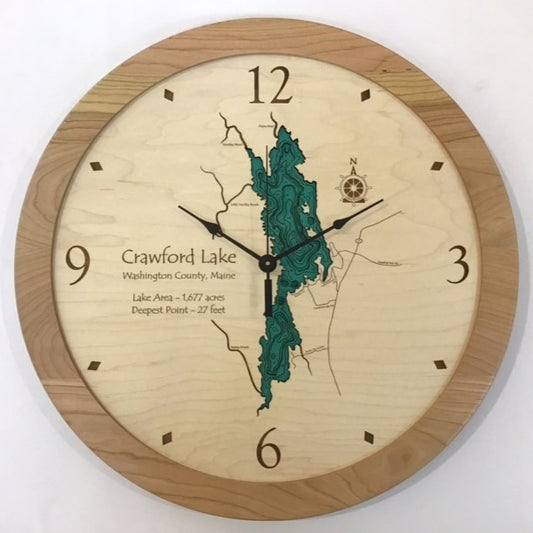 Lake Clock - Crawford Lake ME Lake Map Clock