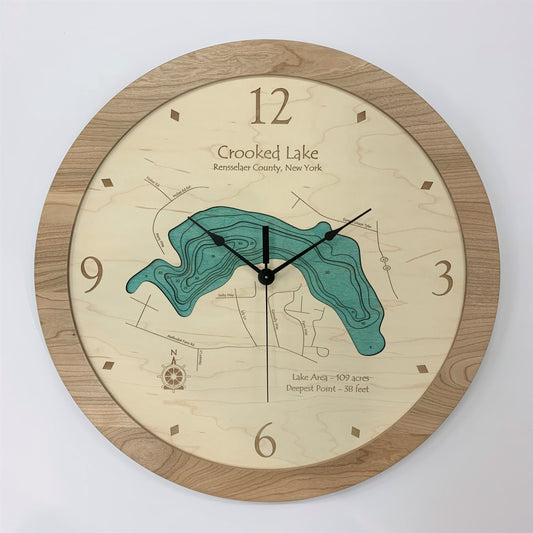 Lake Clock - Crooked Lake NY Lake Map Clock