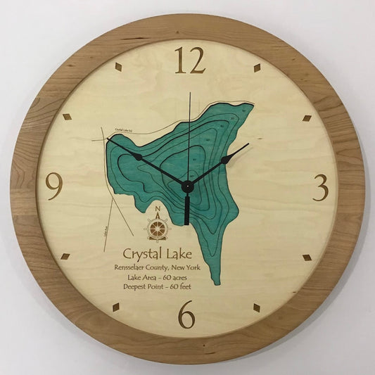 Lake Clock - Crystal Lake NY Lake Map Clock