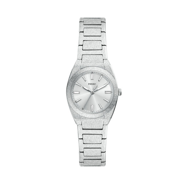 Silver-tone Fossil Watch - Everett - ES5522 analog watch with a textured finish on the stainless steel case and link bracelet.