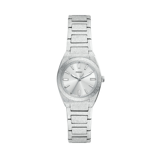 Silver-tone Fossil Watch - Everett - ES5522 analog watch with a textured finish on the stainless steel case and link bracelet.