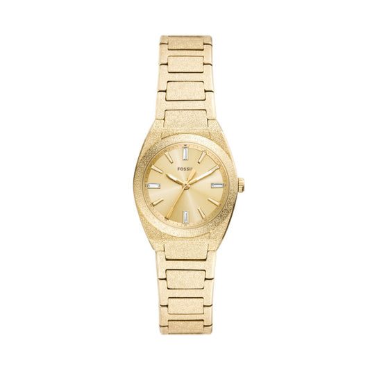 Gold-tone Fossil Watch - Everett - ES5524 analog watch with a textured finish, round face, and link bracelet.