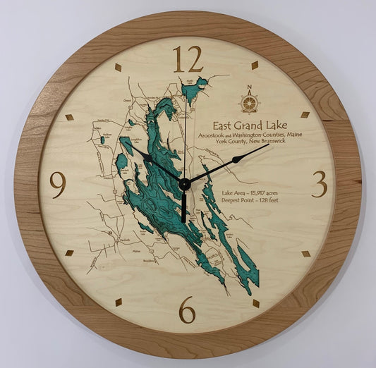 Lake Clock - East Grand Lake - Custom Wooden Lake Clock - Maine