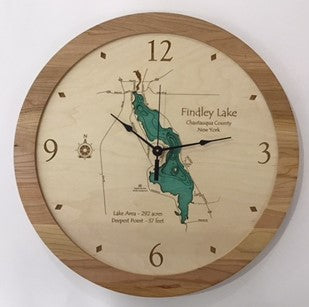 Lake Clock - Findley Lake NY Wall Lake Map Clock