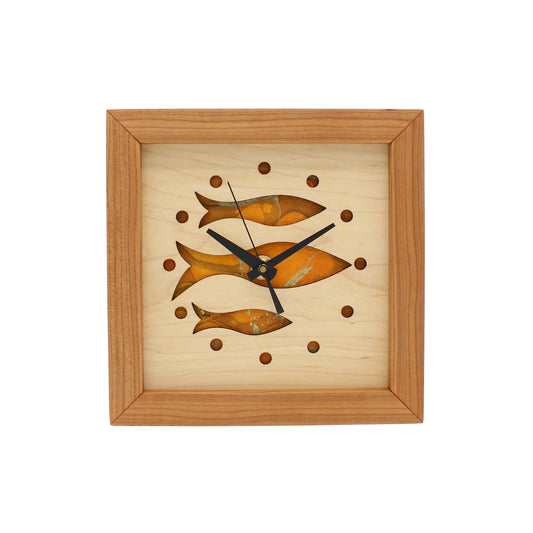 Sabbath Day Woods - Fish at School Amber - Box Clock