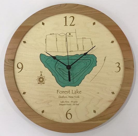 Lake Clock - Forest Lake - Custom Wooden Lake Clock - New York