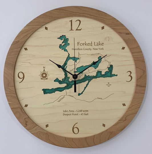 Lake Clock - Forked Lake NY Wall Lake Map Clock