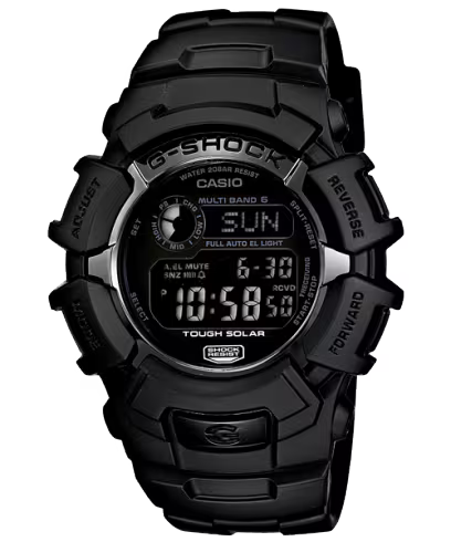 G-Shock Watch - Stealth Black - GW-2310FB-1CR with a black digital face, circular display, multiple function buttons, and a resin strap.