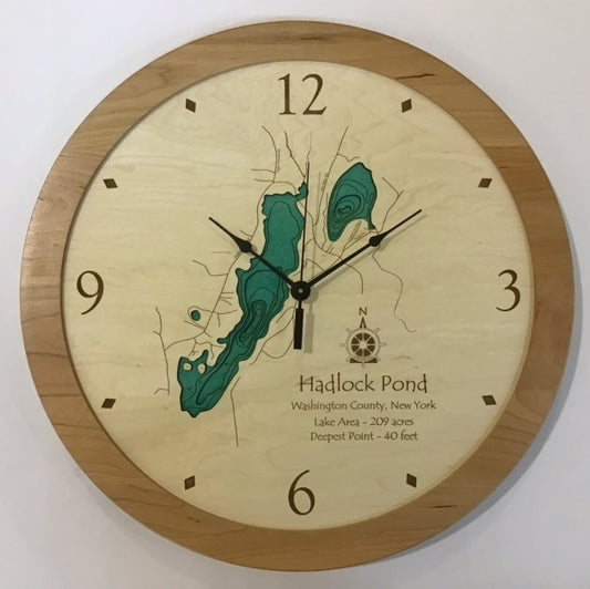Lake Clock - Hadlock Pond NY Lake Map Clock