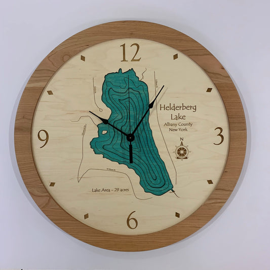 Lake Clock - Helderberg Lake NY Lake Map Clock