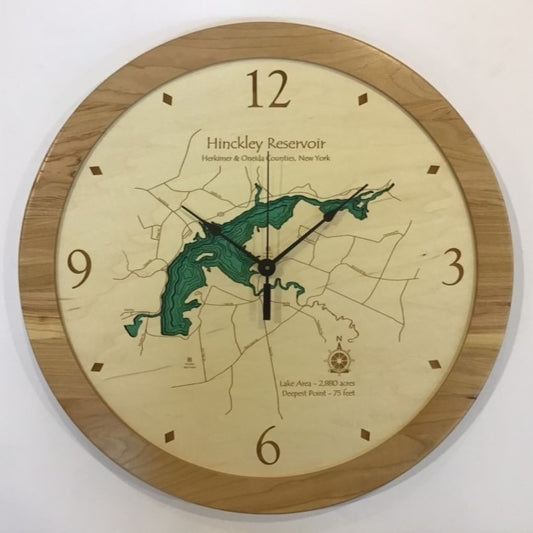 Lake Clock - Hinckley Reservoir - Oneida County NY Lake Map Clock