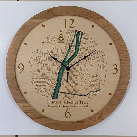 Lake Clock - Hudson River at Troy River Map Clock