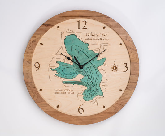 Lake Clock - Galway Lake - Custom Wooden Lake Clock - New York