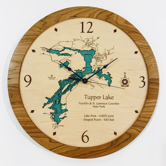 Lake Clock - Tupper Lake - Custom Wooden Lake Clock - New York
