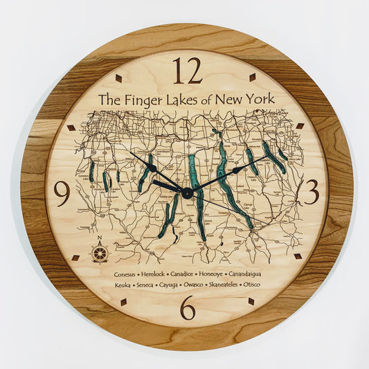 Lake Clock - Finger Lakes - Custom Wooden Lake Clock - New York