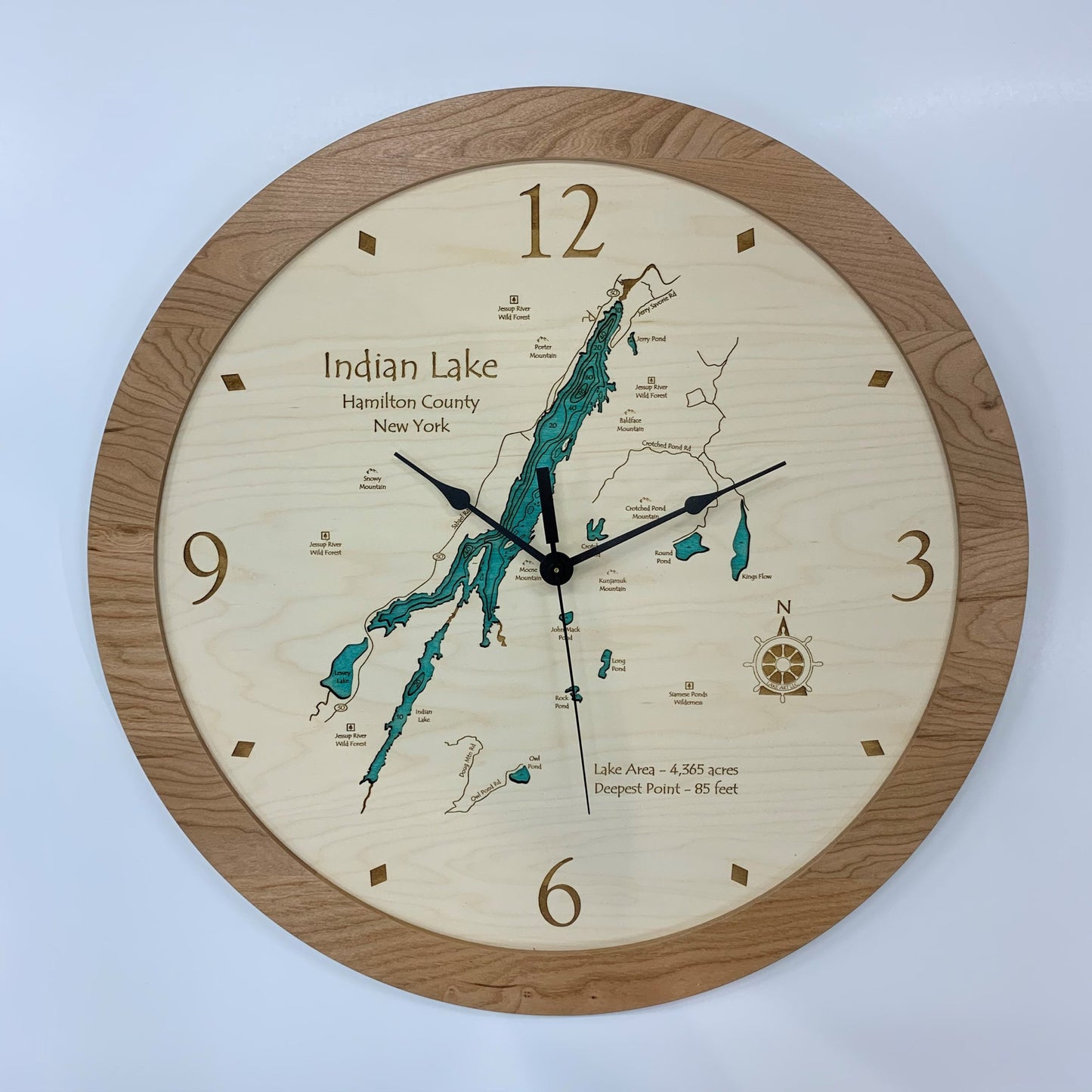 Lake Clock - Indian Lake NY Lake Map Clock