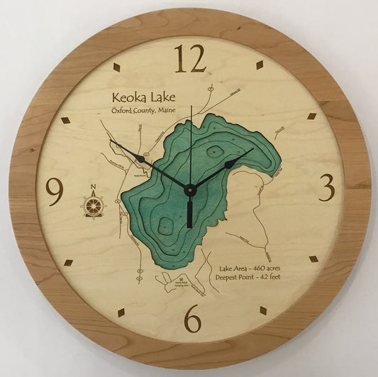 Lake Clock - Keoka Lake ME Lake Map Clock