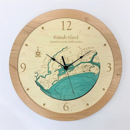 Lake Clock - Kiawah Island - Custom Wooden Map Clock - South Carolina