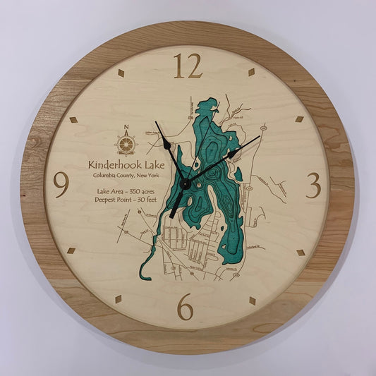 Lake Clock - Kinderhook Lake NY Lake Map Clock